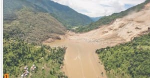 2a . Landslide causing the blocked of Sunkoshi river