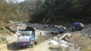 Relief packages approaching near village